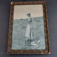 Framed Photogravure Print of Painting «Shepherdess in the Fields» Charles Pearce