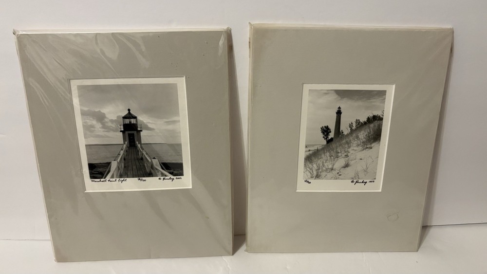 Light House Photo Set 10×8 Black And White Double Matted