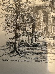 Vtg Framed Picture Of Park Street Church Boston Massachusetts 11” X 8.5”
