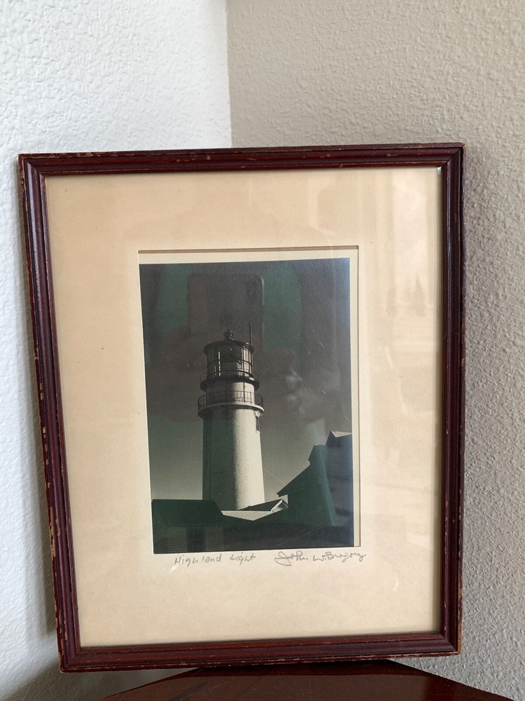John W. Gregory Art SIGNED Black White Photograph Framed HIGHLAND LIGHT Cape Cod