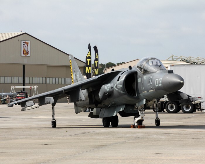 8×10 photo of McDonnell Douglas AV-8B Harrier II on display in Beaufort, SC.