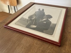 vintage LF Redman Detroit photograph large framed Horse Rider woman hat gloves