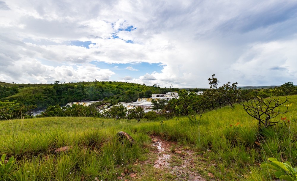 Guyana-Brazil Orinduik Falls Landscape Photography Print In Pakaraima Mountains