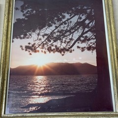 Vintage Framed Sunset Photography Pair Gold Tone Frames Wall Decor 1980s