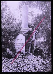 Mozart Wolfgang Amadeus grave old glass picture 8.5 x 10 cm