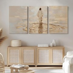 Reateforin Jesus Walking on Water Canvas Wall Art Christian Spiritual Wall De…