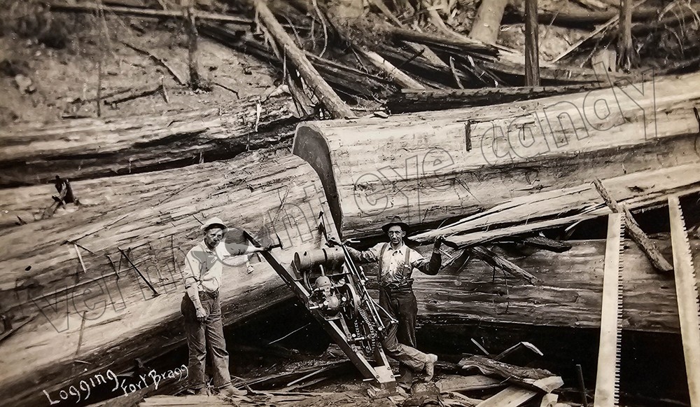 Fort Bragg CA Men Logging 1920s DIGITAL DOWNLOAD Print at Home B&W Photo