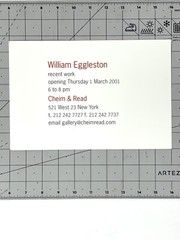 William Eggleston Art Show Announcement Card March 2001 NYC