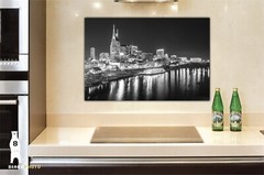 Downtown Nashville Skyline at Night – Black and White Photography Prints