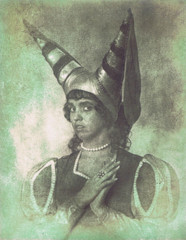Hendrickson Orig Photo Hand Tinted Green PORTRAIT OF PRINCESS in Best Hat 11×14″