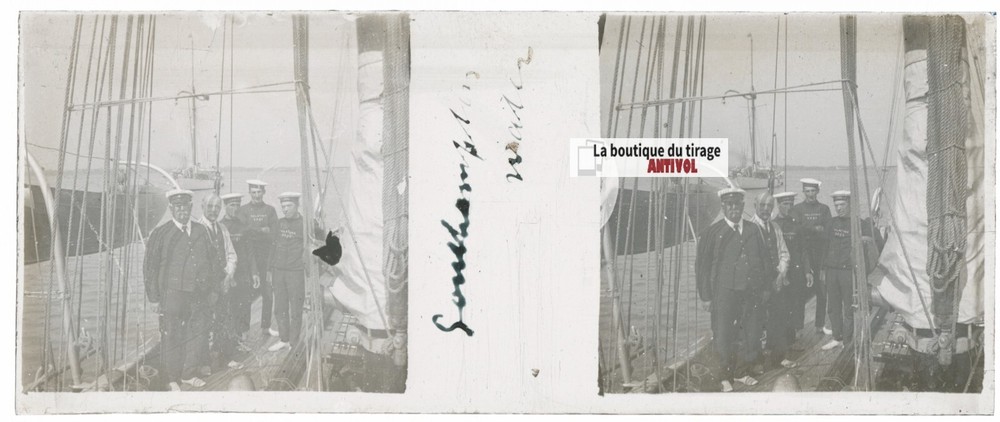 Boat Trip, Stereoscopic Glass Plate, Black & White Positive 4.5X10.7 Cm