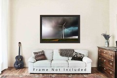 Wind Farm Photography Print: Texas Wind Turbines Storm Great Plains Photo