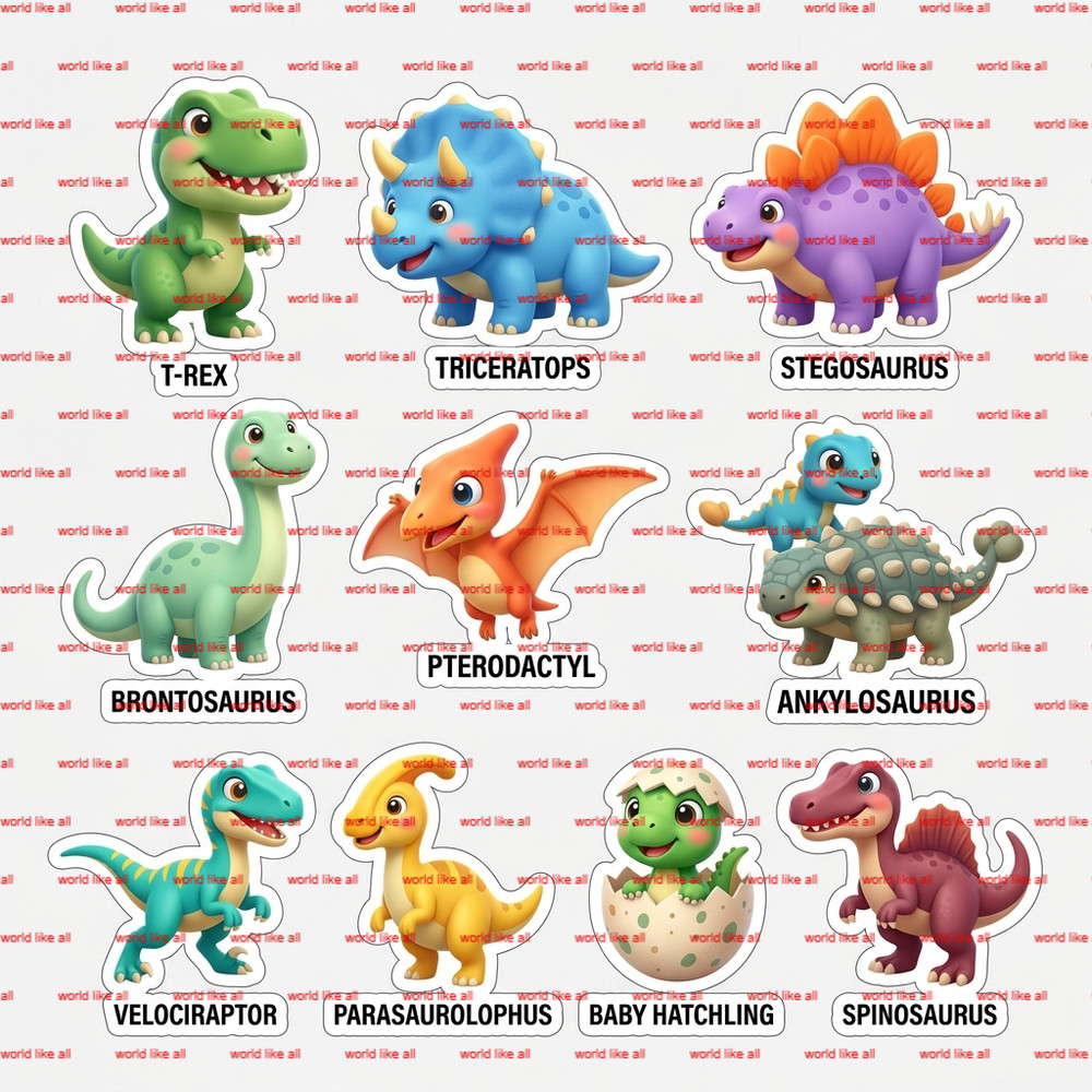Stickers for Kids | Cute 3D Cartoon [Theme] Sticker Sheet | Digital 4k Download