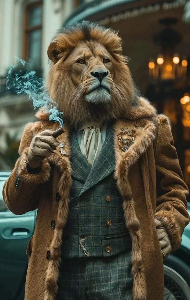 Digital Image Picture Photo Wallpaper Background Smoking Lion Art