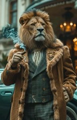 Digital Image Picture Photo Wallpaper Background Smoking Lion Art
