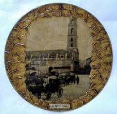 Original Cuban Art and Crafts on Old Recycled Record Disc.Title «Basilica de…»