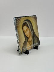 Our Lady of Guadalupe Fine Stone 8 x 8 Patroness of Mexico. Gold