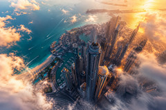 AI Generated Luxury Waterfront Skyline Above the Clouds 2