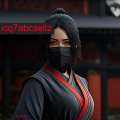 Digital Image – Wallpaper Background Art – Ninja Warrior with Red Highlights