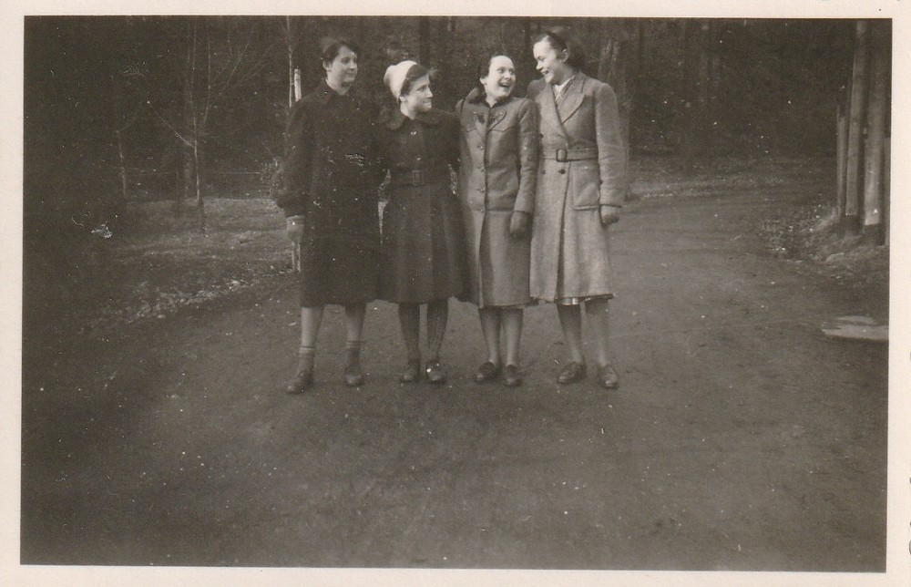Vintage Photo Group of Young Women in Fine Coat Snapshot