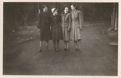 Vintage Photo Group of Young Women in Fine Coat Snapshot