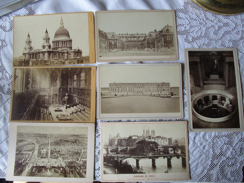 PARIS CVD ORIGINAL LARGE VINTAGE PHOTO FOTOGRAFIA 7 PIECE