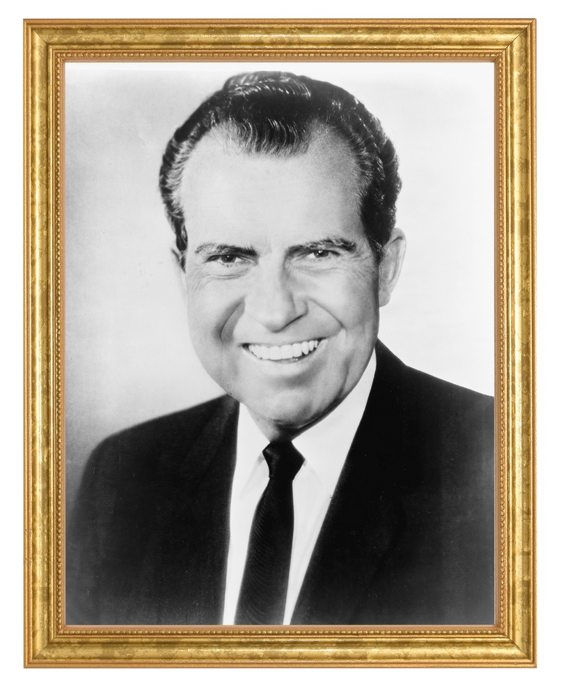 Richard M. Nixon Photograph in a Aged Gold Frame