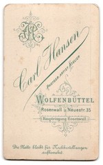 Photograph Carl Hansen, Wolfenbüttel, Rosenwall and Neuestrasse 35, portrait ele