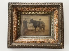 Primitive Photogragh of Man Woman Horse Dog Equestrian Amazing Frame 1800’s Home