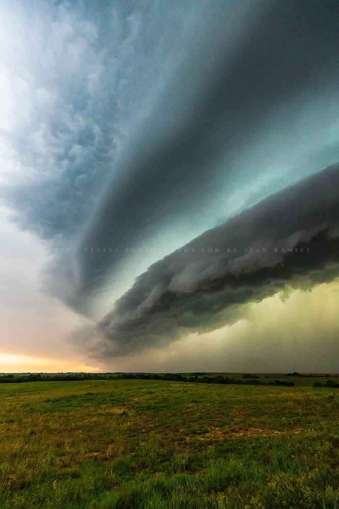 Thunderstorm Photography Print: Oklahoma Vertical Shelf Cloud Weather Photo