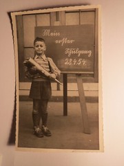 Little Boy With School Bag At School My First Class School / Photo