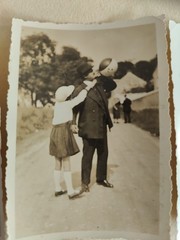 Vintage Beach Scene Photo 1920s Original B/W Silver Print Snapshot France