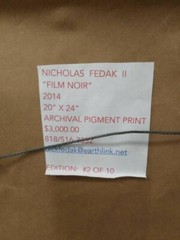Nicholas Fedak II Framed Archival Pigment Print “Film Noir» #2 of 10, 20″x24″