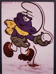Original Smurf Photo 14 X 11 Matted Signed Ruth Horlick Titled Fun In The Snow