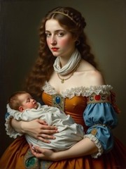A3 Photo Mother Child Tenderness Artistic Glossy Paper Decor -143