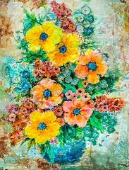 Flower Art made from Paper on Painting DIGITAL DOWNLOAD Print – Home Cottagecore