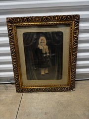 Antique Black/Gold Wooden Framed Little Girls Photograph 21.5 x 25.5