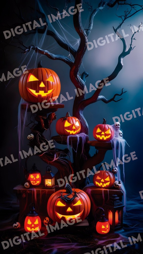 Digital Art Picture Image Photo Wallpaper Background Desktop AI – Halloween Tree