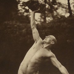 Nude Men Collotype Photo Plate 1905 Outdoor Bald Gay Interest Male Arm Pluschow