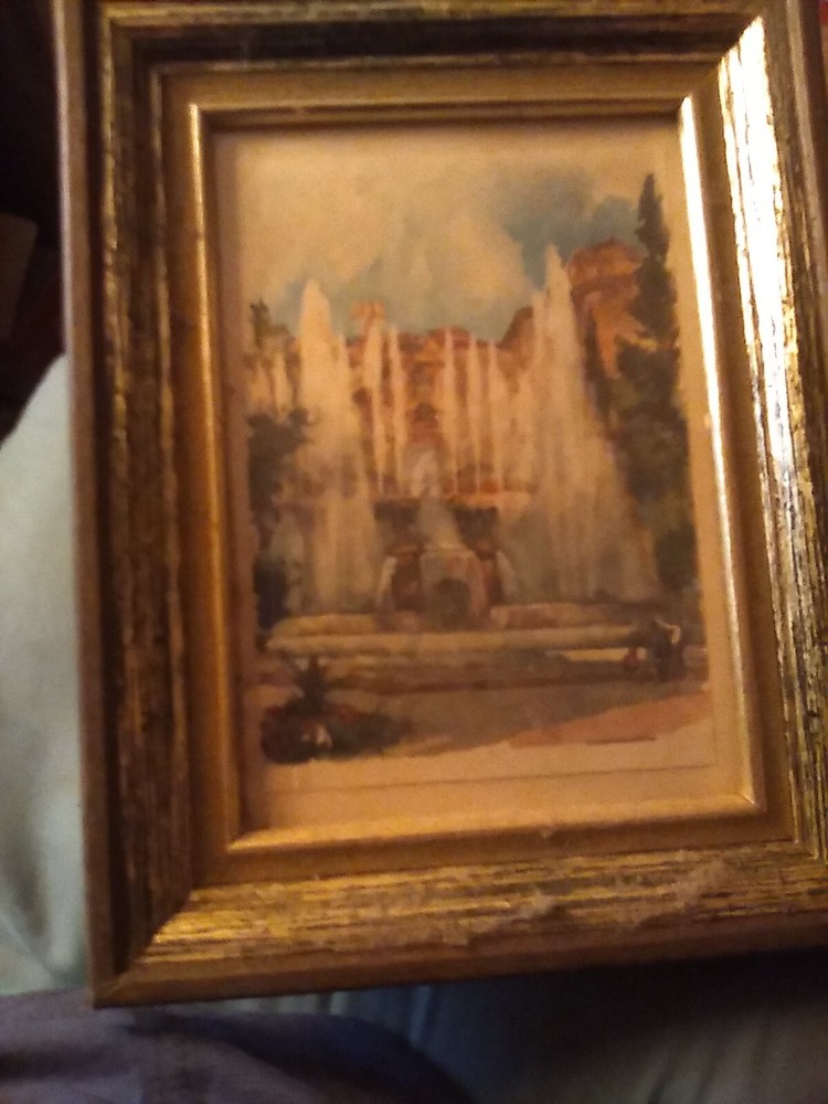 4 X 6 GARDEN PICTURE IN WOOD AND GLASS FRAME