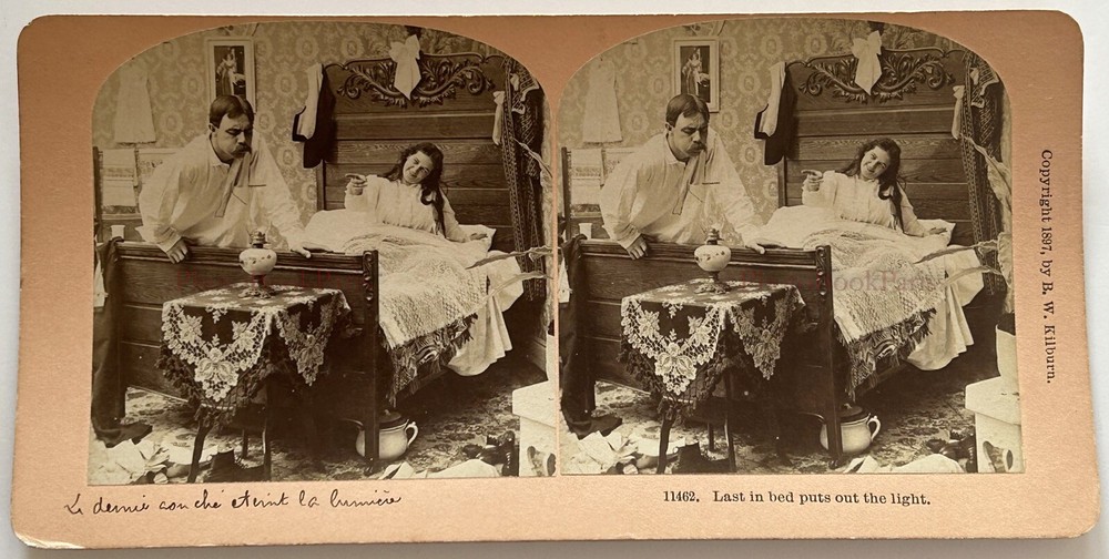 Life As A Couple Funny Scene The Light 1897 Photo Stereo Vintage Album