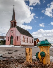 11×14 Pink Church Colorado Canvas Texture on Styrene Board Photograph Print Art