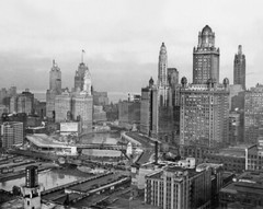 1931 Downtown CHICAGO SKYLINE Glossy 8×10 Photo Pure Oil Building, Mather Tower