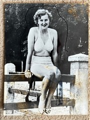 21x16cm Vintage DPA Photo on Agfa Brovira Circa 1950 Eva Braun – Brown Spots