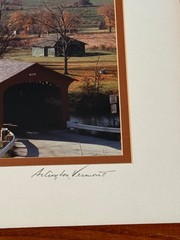 Bob Burgess Signed West Arlington VT Covered Bridge Photo Framed 17×13