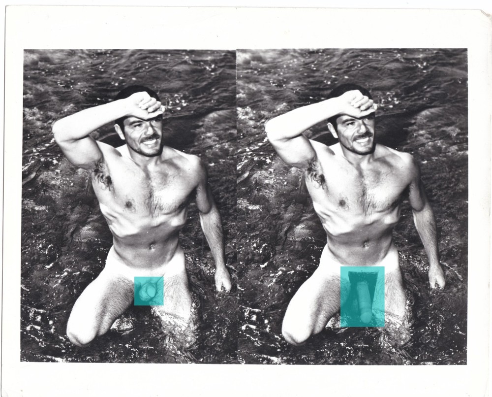 Pin-up male genital retouching – How it was done before Photoshop – Gay interest