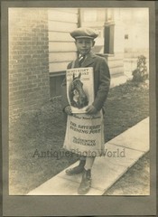 Boy newspaper magazine seller antique art photo by Leo Kraft