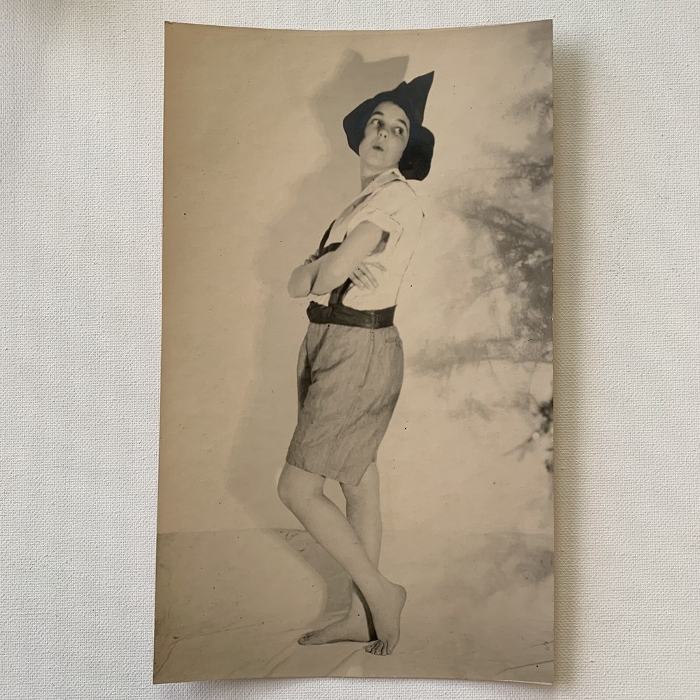 Vintage Fine Art Deco Gelatin Silver Woman Witch Hat Halloween HR Cremer