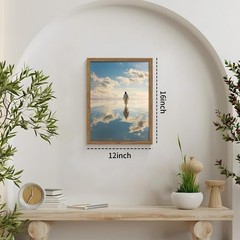 Framed Jesus Walking on Water Canvas Wall Art Jesus Pictures 12×16 Inch | Chr…