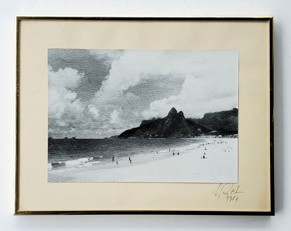 Midcentury Brazilian Hugo Rodrigo Octavio Photograph Rio de Janeiro Beach SIGNED